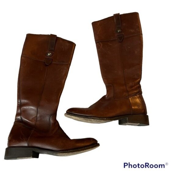 Frye Shoes - Frye Brown Melissa Button Size 9.5 Womens Heels Boots Knee High